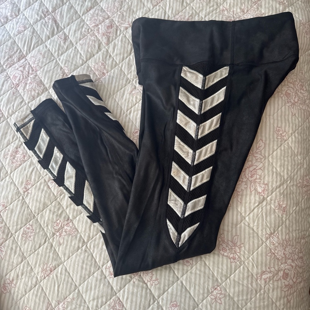 Victoria's Secret Black Leggings with Pink Tab